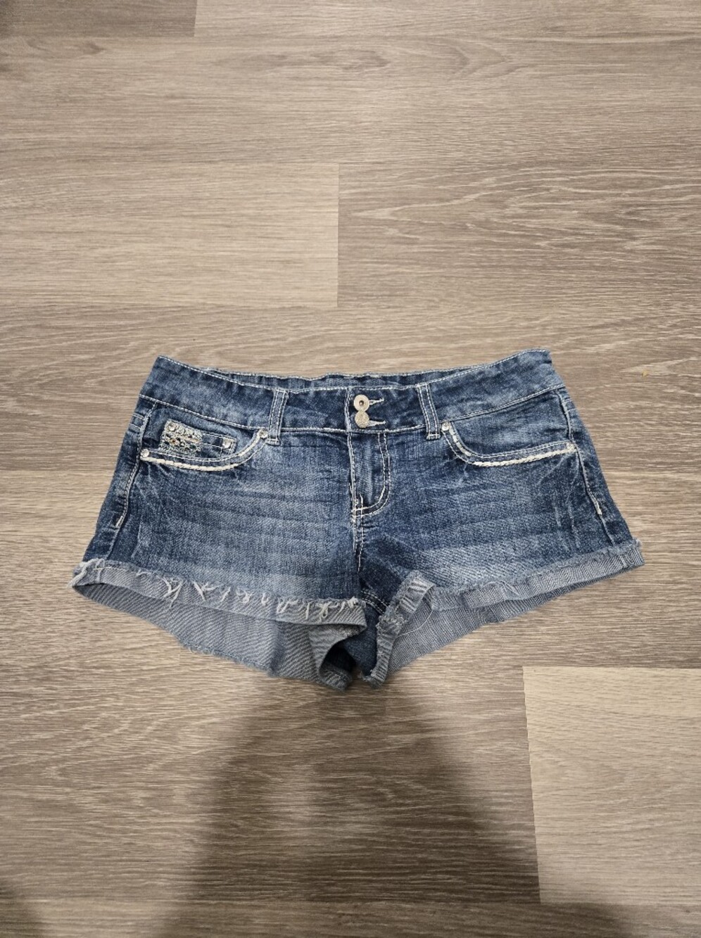 Vanity Distressed Dark Blue Denim Shorts